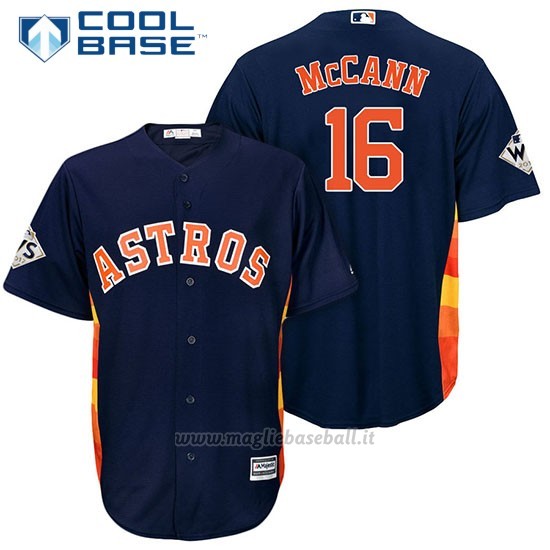 Maglia Baseball Uomo Houston Astros 2017 World Series Brian Mccann Blu Cool Base